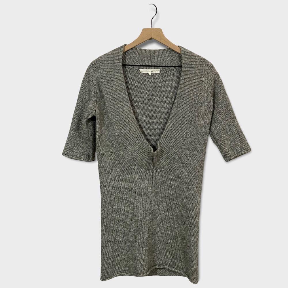 3.1 Phillip Lim Cashmere Deep V Neck Sweater Tunic - Gray - Small